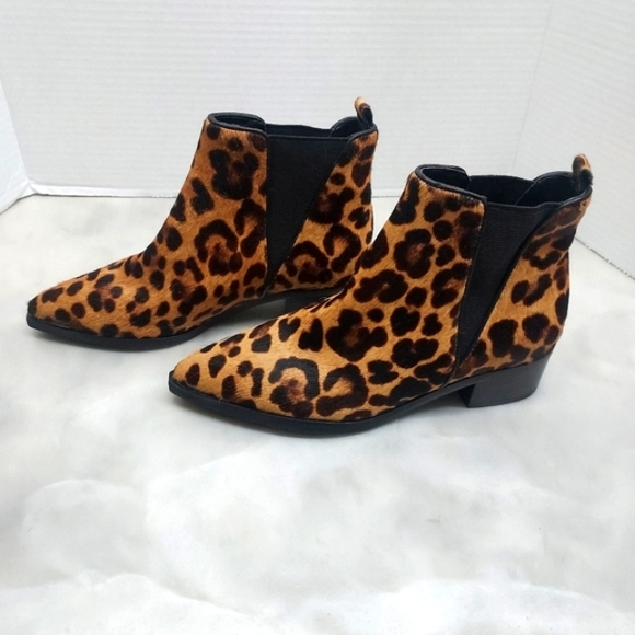 Marc Fisher Mlyalely Genuine Calf Hair Pointy Toe Block Heel Bootie - Picture 1 of 10